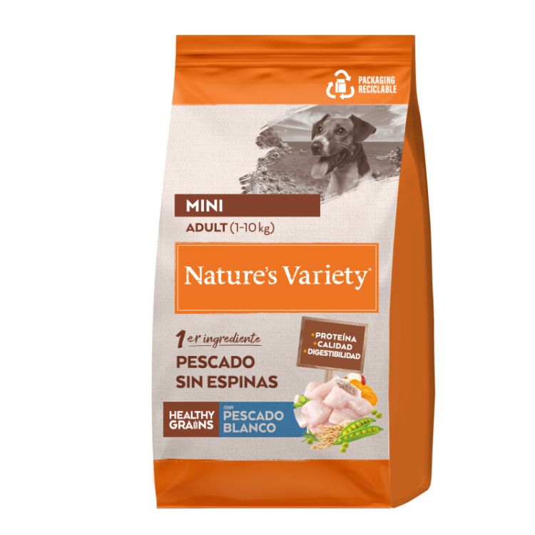 NATURES VARIETY perro adulto mini HG pescado blanco