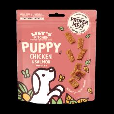 LILY'S KITCHEN perro puppy snack chicken salmon nibbles 70 gr