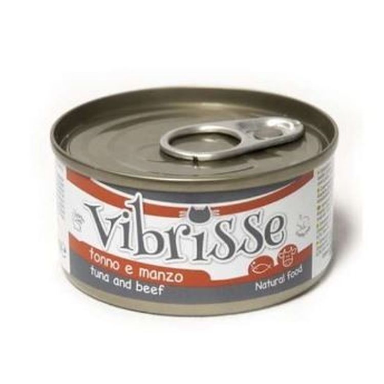 VIBRISSE gato adulto atun y ternera lata 70 gr