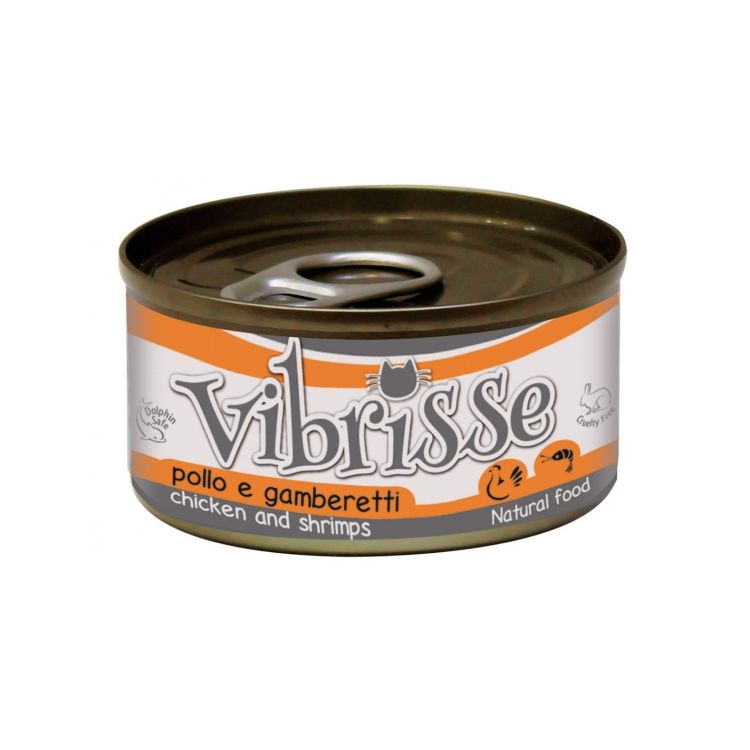VIBRISSE gato adulto pollo y gambas lata 70 gr
