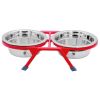 ICA comedero doble pie rojo 14cm