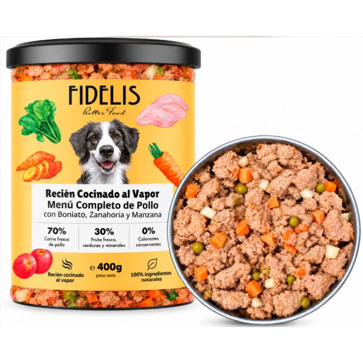 FIDELIS perro menu pollo, boniato, zanahoria y manzana tarro 400 gr