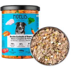 FIDELIS perro menu pavo, boniato, espinacas y manzana tarro 400 gr