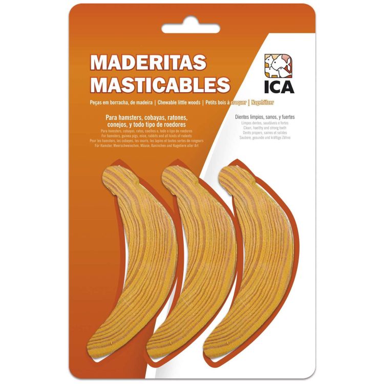ICA roedor juguete maderitas plátanos