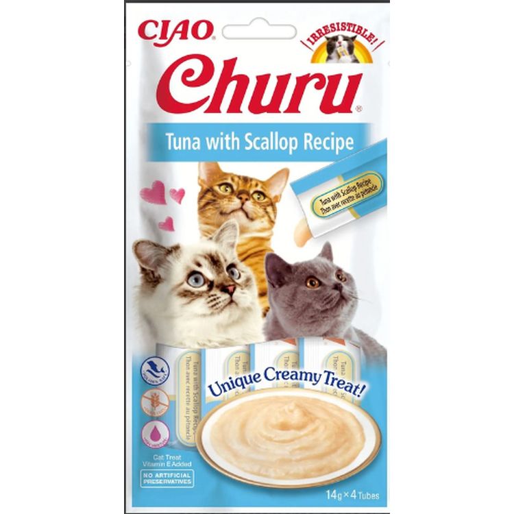 CHURU gato snack pure atun y vieira 4x14 gr
