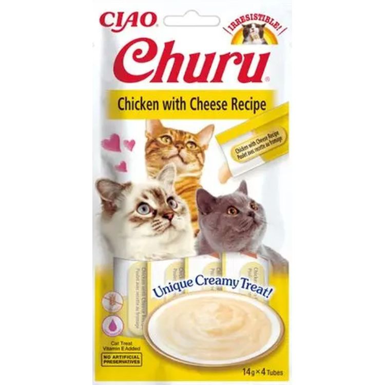 CHURU gato snack pure pollo y queso 4x14 gr