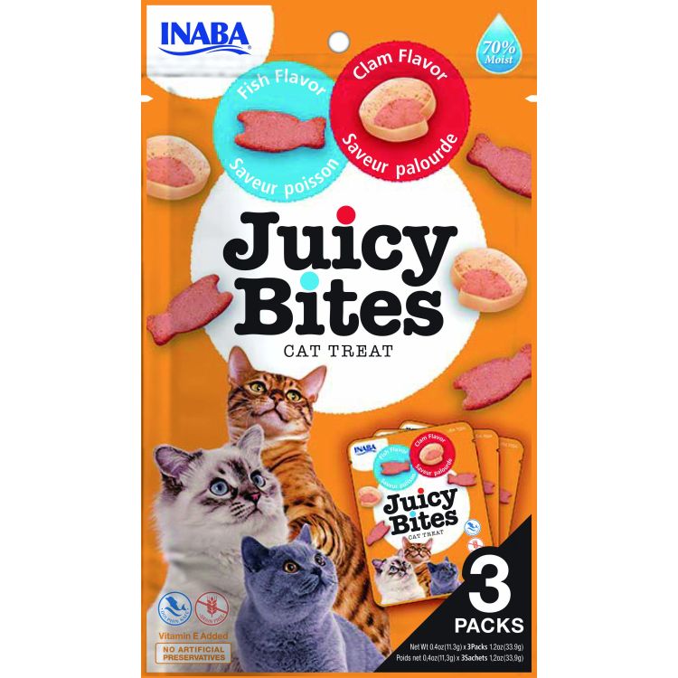 CHURU gato snack juicy bites pescado y almeja 3x11 gr