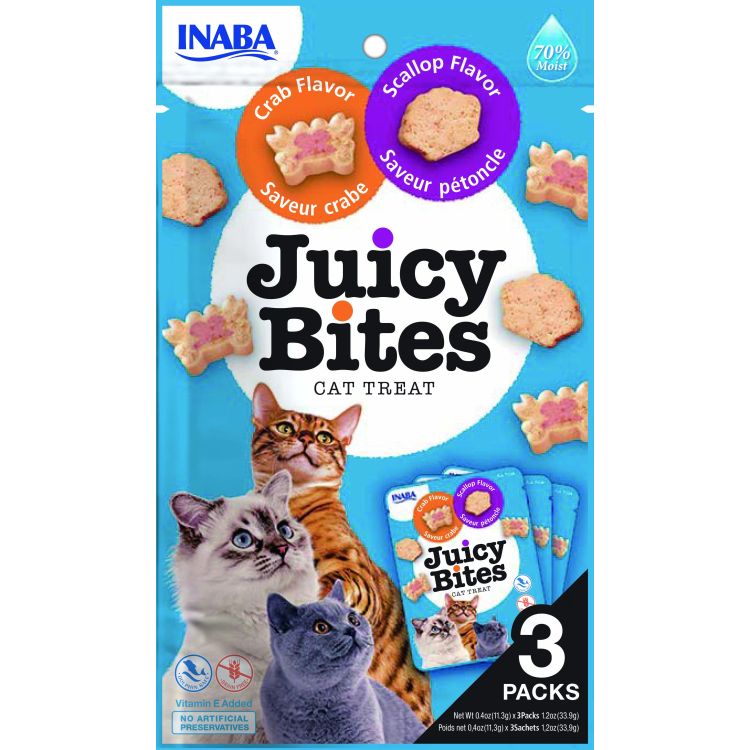CHURU gato snack juicy bites vieira y cangrejo 3x11 gr