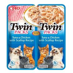 CHURU gato snack Twin packs atun y pollo caldo vieira 2x40 gr