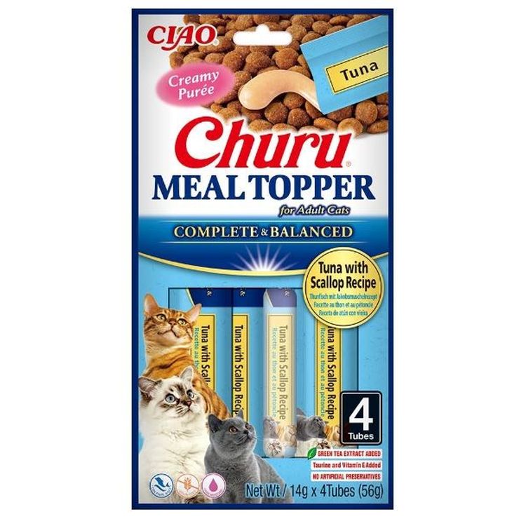 CHURU gato snack meal topper atun con vieira