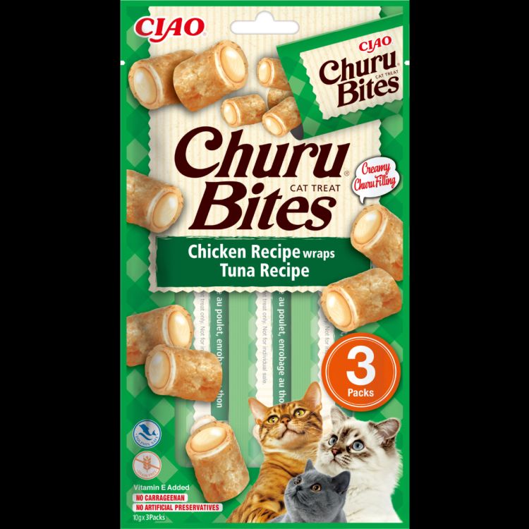 CHURU gato snack bites pollo y atun 3x10 gr