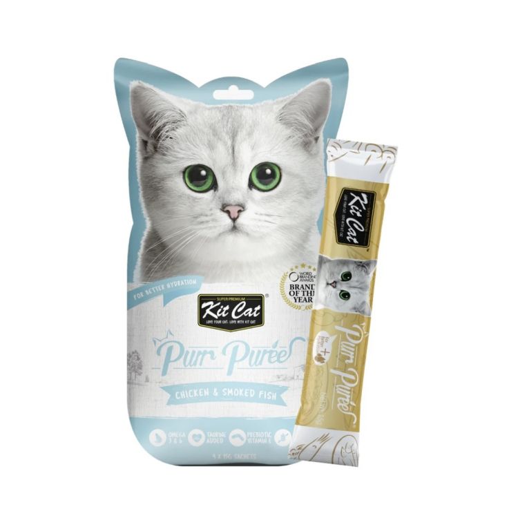 KIT CAT gato snack PurrPuree pollo y pescado ahumado 60 gr