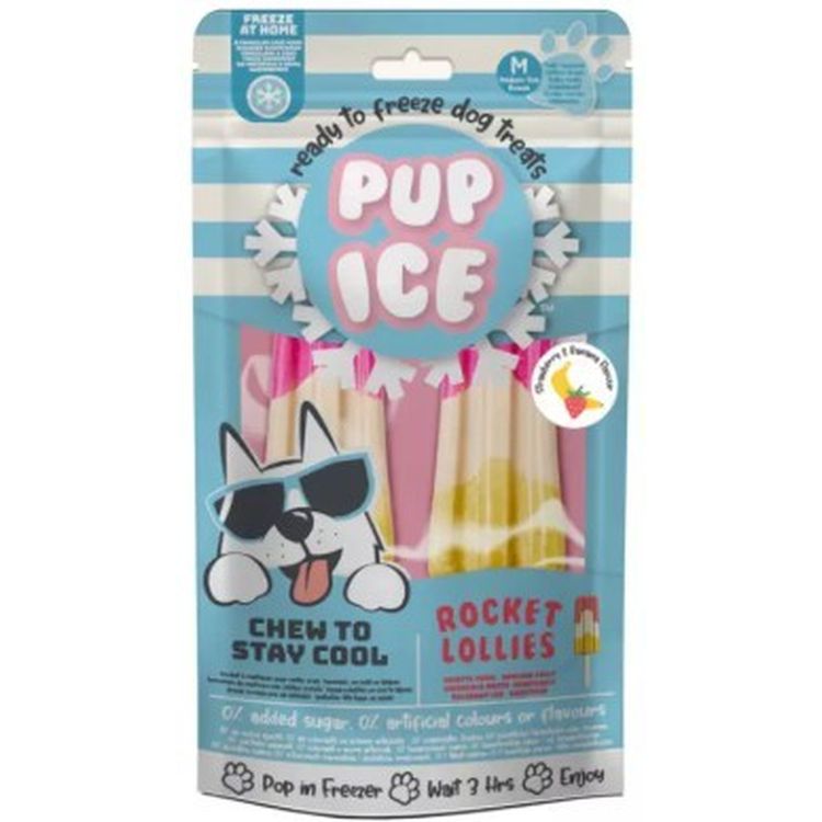 PUP ICE perro snack polo fresa platano 2 uds