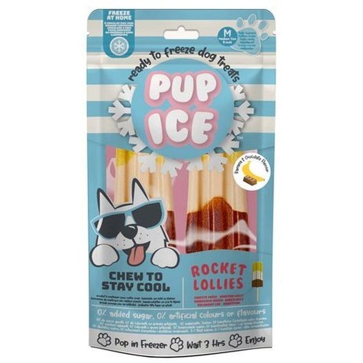 PUP ICE perro snack polo platano chocolate 2 uds