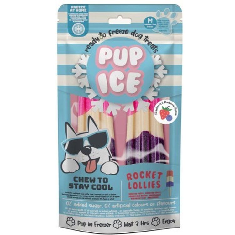 PUP ICE perro snack polo fresa frambuesa 2 uds