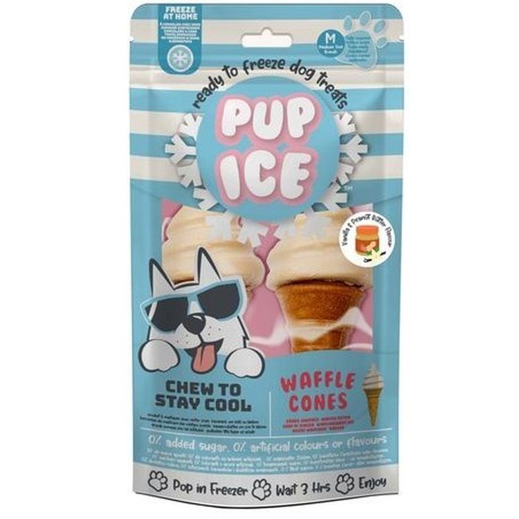 PUP ICE perro snack cono vainilla cacahuete 2 uds