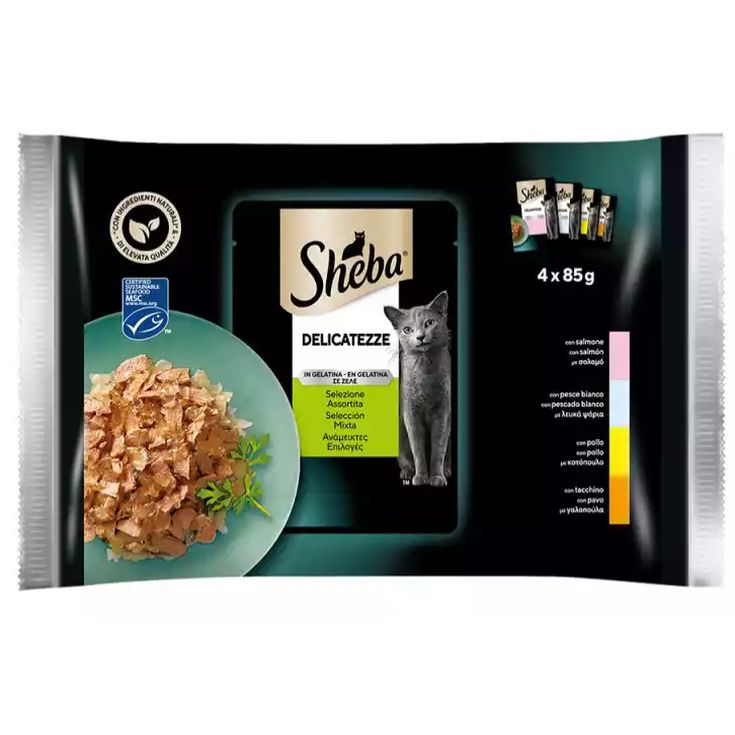 SHEBA gato adulto Delicato seleccion mixta pouch 4x85 gr