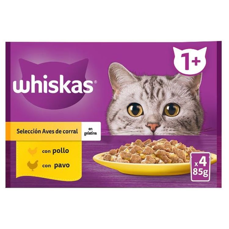 WHISKAS gato adulto Seleccion ave pouch 4x85 gr