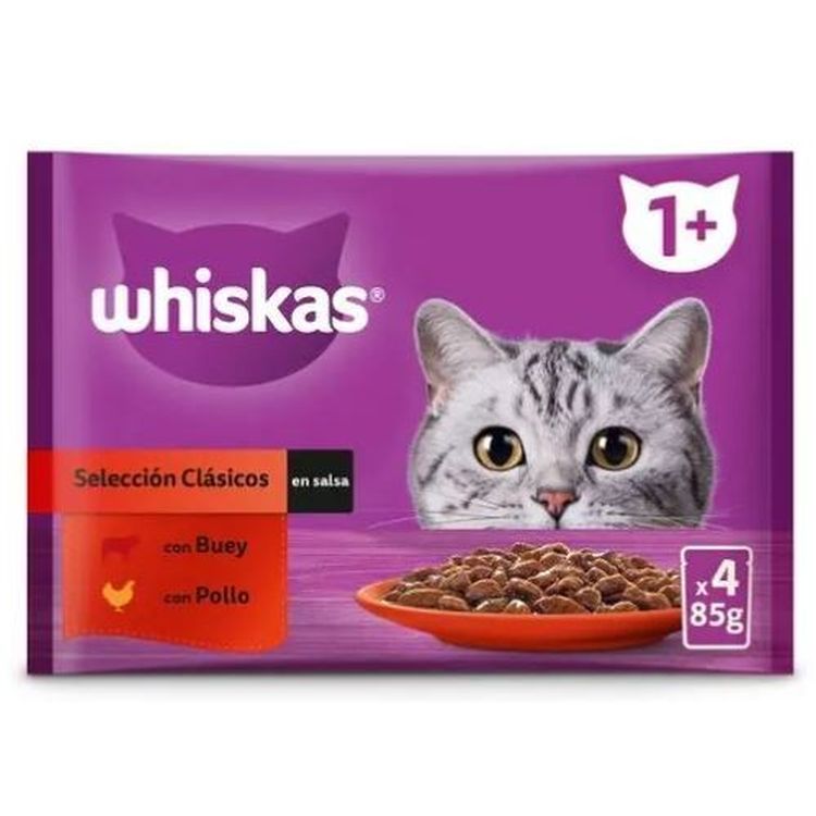 WHISKAS gato adulto Seleccion de carnes pouch 4x85 gr