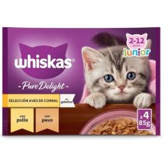WHISKAS gato junior Pure delight ave pouch 4x85 gr