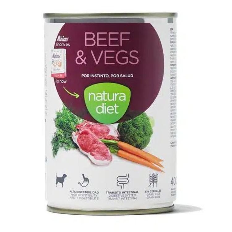 NATURA DIET perro adulto pate ternera y vegetales lata 400 gr