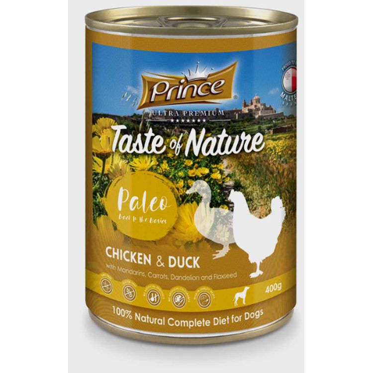PRINCE perro adulto pollo y pato lata 800 gr