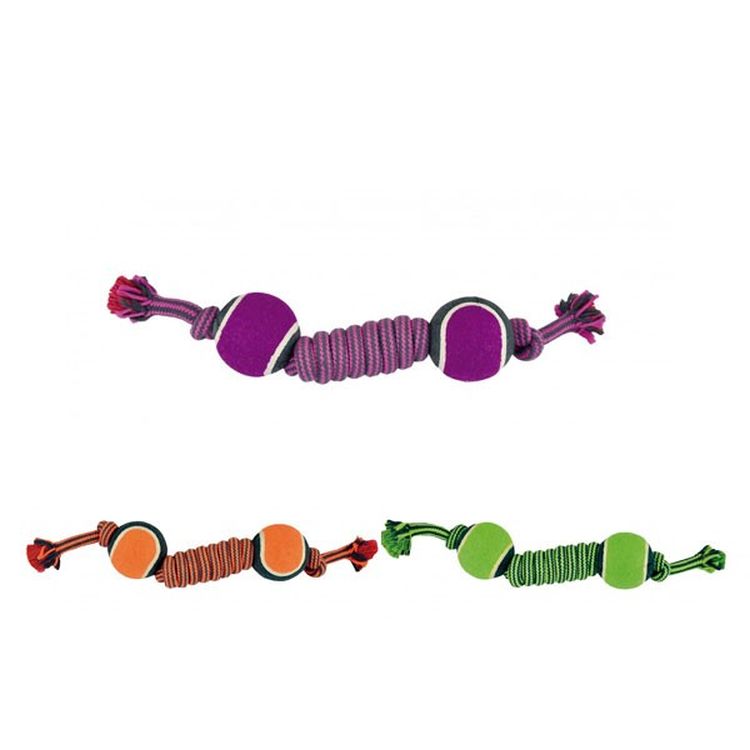 NAYECO perro juguete nudo con pelota tenis bicolor 38 cm