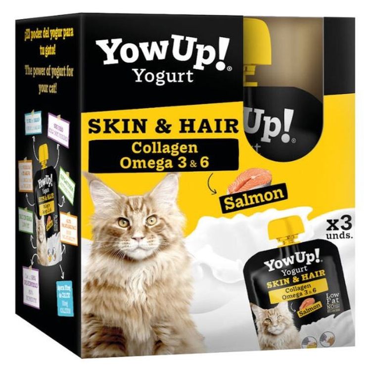 YOWUP gato snack yogur skin & hair salmon 3x85 gr